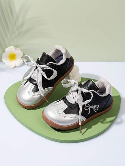 2026 Spring/Autumn Children's Canvas Shoes, Comfortable Casual Sneakers, Breathable Bowknot Design For Girls, Toddler & Big Kids
