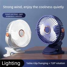 4-In-1 Multifunctional Portable Desktop Clip Fan, Wireless Handheld Fan With 3 Speeds, Quiet Personal Electric Fan Cooler, 800mAh - Random Color - View 5