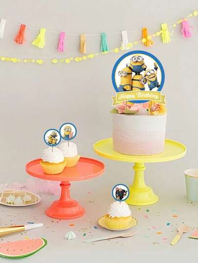  Bộ trang trí bánh kem chủ đề Minions - Trang trí bánh sinh nhật Despicable Me với 1 phụ kiện trang trí lớn ở giữa và 12 phụ kiện trang trí bánh cupcake, 24 phụ kiện trang trí hình nhân vật Minions hoạt hình cho tiệc sinh nhật trẻ em, tiệc mừng em bé, trang trí bàn tráng miệng cho tiệc của người hâm mộ Minions, bộ trang trí bánh bằng giấy bìa cứng có thể tái sử dụng, hoàn hảo cho quà tặng tiệc trẻ em.