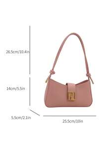 Nuevo bolso de hombro de lujo minimalista de unicolor de alta gama multifuncional para mujer - Rosa - Ver 3