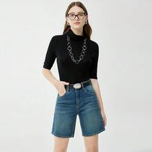 Women's Stretch Denim A-Line Shorts Loose Fit Wide Leg Casual Summer Lightweight Shorts - Blue - View 5