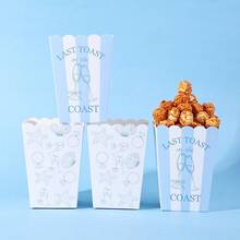 10pcs/20pcs/50pcs,Blue White Striped Bachelorette Popcorn Boxes, "Last Toast On The Coast" Paper Snack Containers For Beach Bridal Shower Candy Snack Treat Boxes, Hen Party, Beach Wedding & Nautical Themed Bridal Party,Wedding Rehearsal Dinner Favor - View 5