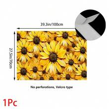 1pc, Home Decor, Sunflower Pattern Printed Table Skirt, Kitchen Small Curtain, Kitchen Cabinet Cover, With Curtain Holes, Easy To Hang, Rectangular, Machine Woven, Machine Washable, Kitchen Decoration And Accessories, Perfect For Kitchen Cabinets And Home Decor - Multicolor - View 15