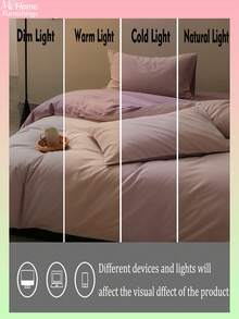 2/3pcs Light Pink & Light Purple Bedding Set, Includes 1 Duvet Cover & 2 Pillowcases, Soft & Comfortable Home Textile, Available In Multiple Colors, Suitable For Dorm Rooms, Minimalist & Fashionable Bedroom Decor, Machine Washable Without Filler - Baby Pink - View 7