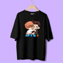 Children White Basic T-Shirt Unisex Boys Bangtan Boys Inspired Short Sleeve Casual Top, B-Ts, B-Ts Shirt, Teen Summer Clothes, Teen Girl Summer Clothe - 黑色4 - 查看 1