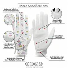 FINGER TEN 1 Pair Women's Golf Gloves, Left/Right Hand Optional, Breathable Comfortable Enhanced Grip, Suitable For Humid Hot Cool Weather, Daily Golf Games Outdoor Practice All Season Wear Women's Golf Gloves - White - View 3