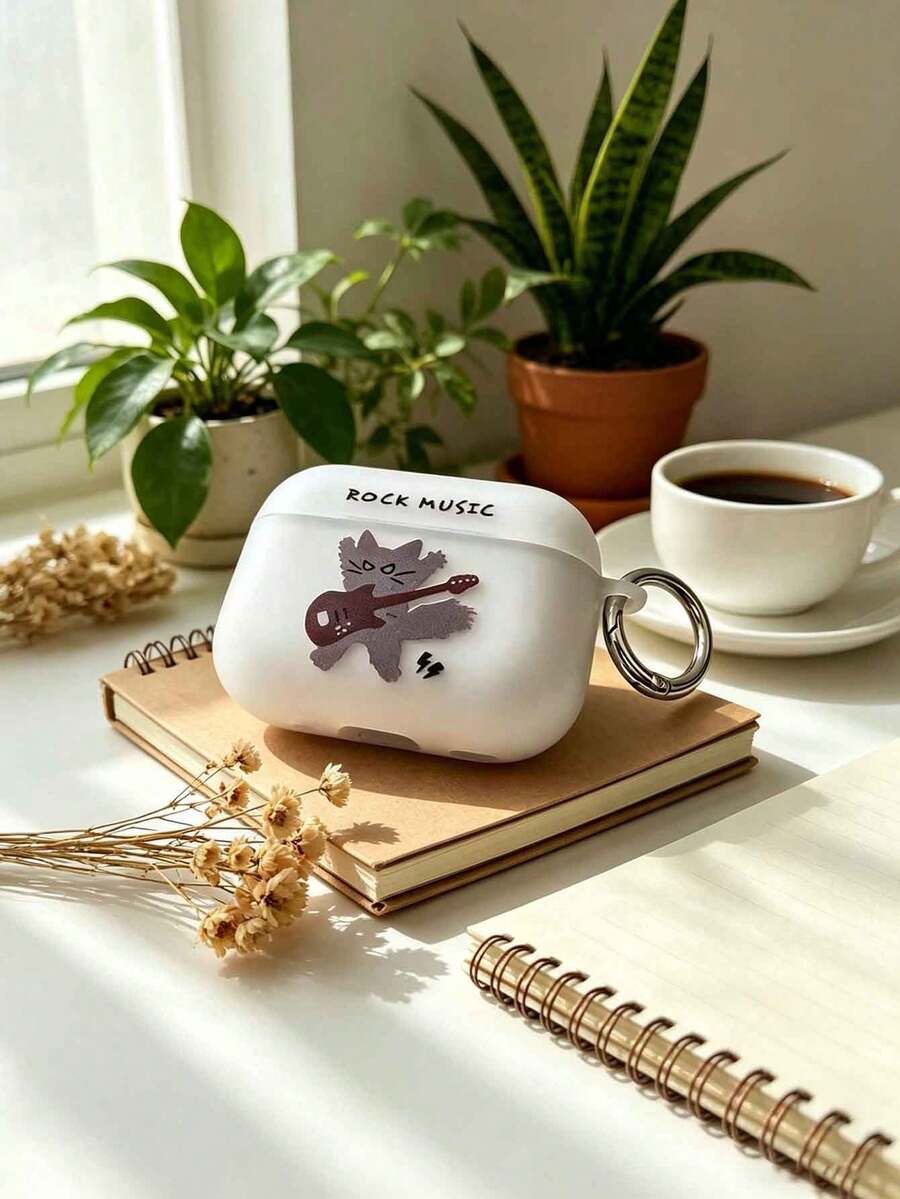 Funda para auriculares con diseño de gato guitarra, compatible con Apple 1/2/Pro/2, nueva cubierta protectora creativa compatible con Apple 3 - Multicolor - Ver 1