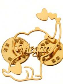 Customized Cute Elephant Name Brooch With 2 Pins, Adorable Fashionable Minimalist Jewelry - Multicolor - View 2