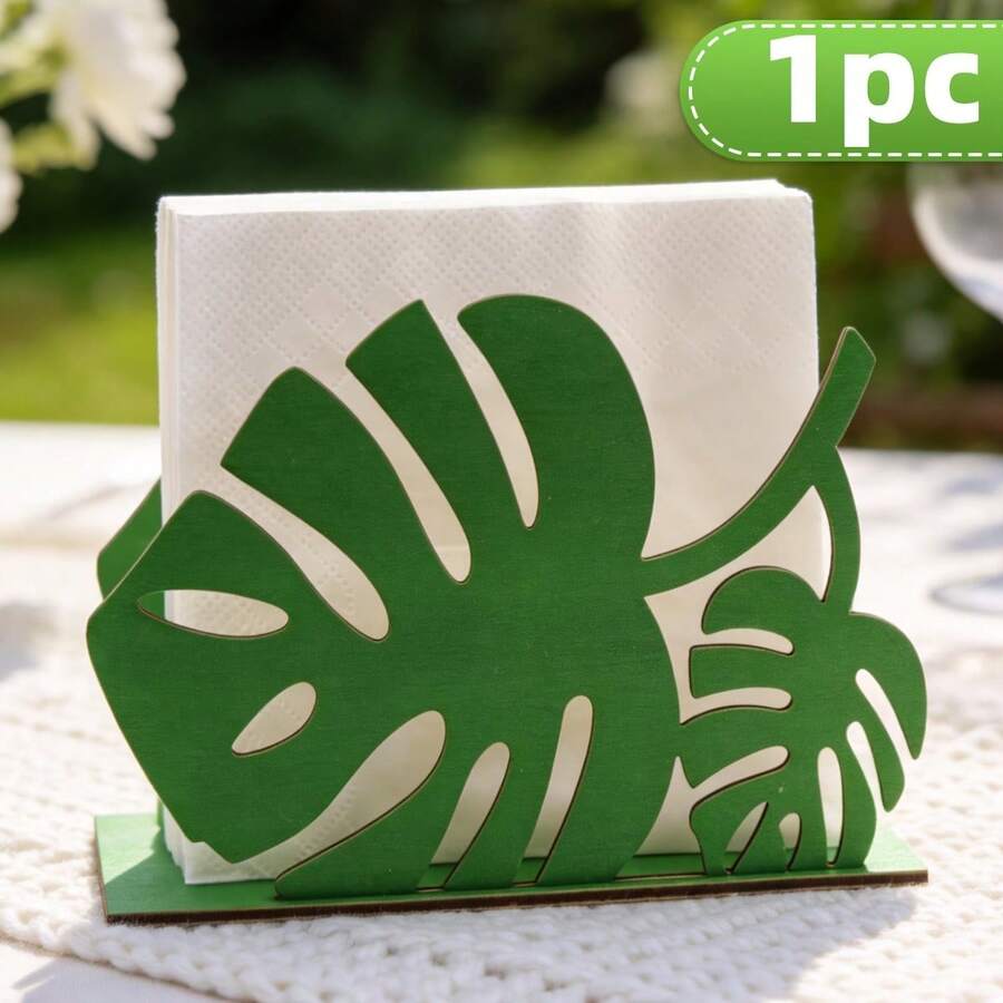 1 chiếc giá đựng khăn ăn bằng gỗ hình lá cọ, kiểu dáng nhiệt đới, giúp lấy khăn ăn dễ dàng, thích hợp cho nhà hàng, phòng khách gia đình, quán cà phê, và là món quà tuyệt vời cho tân gia, sinh nhật, kỷ niệm, trang trí tiệc lễ hội. - màu xanh lá - Xem 1