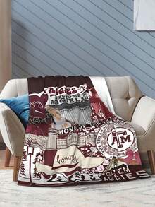 Texas A&M Merch Aggies Throw Blanket Warm Blankets Breathable Air Conditioner Blanket For Car Classic Outdoor Blankets For Picnic For All Season - màu đen - Xem 5
