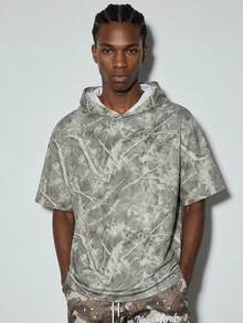 Modcrash Áo thun ngắn tay có mũ, kiểu dáng cổ điển, nhuộm tie-dye, phong cách thường ngày, tay lửng, dành cho nam, phong cách retro Mỹ, unisex, dáng rộng thoải mái, phù hợp cho trang phục mùa hè – Thích hợp cho mặc hàng ngày và các kỳ nghỉ hè. - Xám - Xem 1