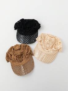 1 chiếc mũ len móc dáng suông mỏng, khoét lỗ cho tóc đuôi ngựa, thích hợp cho phong cách boho hàng ngày, mùa xuân và mùa thu. - A - Xem 5