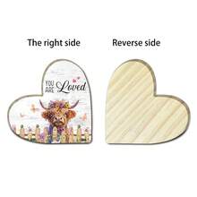 1/2 piezas Decoración de vaca de las tierras altas con forma de corazón de madera con citas inspiradoras, adecuada para colocar en el escritorio de la oficina, dormitorio o sala de estar, hace un regalo reflexivo - Multicolor - Ver 6