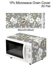 1pc Microwave Oven Cover Cloth, 35x85cm Elegant Black&White Flowers Butterfly Design Microwave Oven Dust Cover, Polyester Dustproof Cover, Household Kitchen Microwave Dust Cover, Perfect For Kitchen Decor & Appliance Protection, Home Decor, 2D Flat - Multicolor - View 13