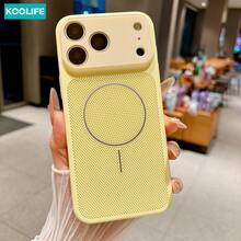 Koolife 1pc Contrast Color Pale Yellow And Cream Phone Case, PC Material, Breathable Heat Dissipation Design, Lens Frame Protection, Anti-Scratch And Drop Proof Shell, Compatible With Apple 17/17 Pro/17 Pro Max/16/15 - Lemon Yellow + Off-white - View 8