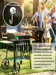 5/10个装钕磁铁挂钩，重型旋转磁铁挂钩，防锈，适用于室内/室外货架、悬挂设备、冰箱、冰柜、烧烤架、工具、厨房用品、家用杯架、办公室、教师用品、钥匙架、收纳等，是母亲节家居装饰的理想之选。 - 釹磁鐵掛鉤 - 查看 5
