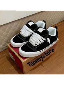 Women's Tennis Shoes, Old School Skate Shoes, Suede, Men's And Women's, Black & White, New Release - 黑與白 - 查看 3