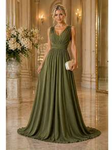 Women Maxi Dresses - Olive Green - View 1