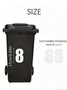 2pcs White Number Stickers For Outdoor Trash Cans, Self-Adhesive Number Stickers, Durable PVC Self-Adhesive, Large Commercial Grade, High Visibility Reflective Trash Can Labels, Suitable For Wheeled Trash Cans, Large Trash Cans, Car Trash Cans, Garage Organization - A - View 11