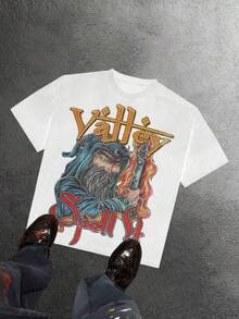 T Shirt Print ,Graphic-Cotton Tees Size Plus, Cartoon Round Neck Short Sleeve, VALLEY Spell St. Wizard 100 Percent Cotton Ropa De Hombre Graphic Tees Manfinity Men 220g Cotton T-Shirt, Printing Grunge Style, Street Clothes,Christianity Clothing, Large T-Shirt, Jesus Shirt,Graphic Y2K Shirt, T-Shirt,Y2K,Oversized Shirt Men,With Shirt,Summer Tops,Shirt Suitable - 白色 - 查看 7