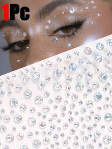 2/1pc 3D Sparkling Starry Rhinestone Face Stickers, DIY Music Festival Party Makeup Decor, Suitable For Hair, Eyes, Face And Body, Valentine's Day Gift Set - Multicolor - View 10