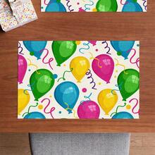 1pc Linen Birthday Theme Placemat, Breakfast Mat, Coffee Coaster, Bowl Pad, Birthday Party Decor, Kitchen Accessory, Easy Clean Dining Mat, Suitable For Home, Restaurant, Holiday Gift, Gift For Friends, Multi-Piece Set - Multicolor - View 6