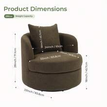 1pcs Lamb Wool Fabric Upholstered Comfy 360 Degree Round Barrel Chairs Fashion Solid Color Swivel Chair With Plump Pillow Suitable For Living Room Bedroom - Màu xanh lá cây đậm - Xem 8