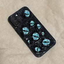 3D Stereoscopic Personalized Light Blue Demon Eye Multi-Eye Phone Case Suitable For IPhone 17 Pro Max, Original Design, Minimalist Anti-Drop Hard Shell, Couples Version, Creative Handmade Cthulhu Eye For IPhone 14/13/12 - Light Blue - View 8