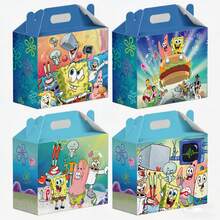 SpongeBob SquarePants 2pcs/Set Cute Cartoon Theme Party Gift Boxes - Creative Paper Gift Bags Storage Boxes, Food Gift Boxes, Ideal For Gifting To Friends, Family, Parties - MultiWarna - View 5