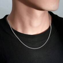 1pc S925 Sterling Silver Men's Necklace, Minimalist Silver Chain Necklace, Available In Multiple Sizes And Widths, Anti-Oxidation And Low Allergy, Suitable For Daily Wear And Gift For Both Men And Women - Silver - View 8