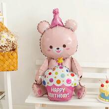 1/2pcs 31.49 Inch Cute Cartoon Pink Hugging Cake Bear Foil Balloon - No Electricity Required, Multi-Color Combination Suitable For Birthday Party Decoration, Indoor And Outdoor Use, Holiday Event Accessory | Cartoon Bear Shape | Colorful Design, Birthday Decoration, Halloween Decoration, Christmas Decoration - Multicolor - View 9
