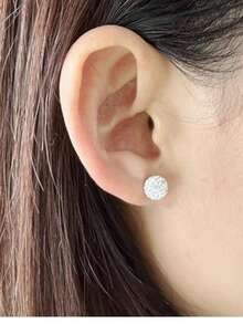 Bông tai bạc 925 đính pha lê lấp lánh hình quả cầu disco, 8mm, dành cho nữ. - Trong sáng - Xem 9