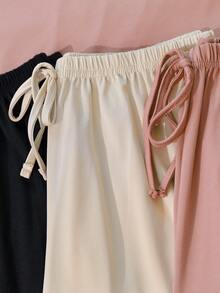 6件套女士纯色短袖长裤休闲睡衣套装，夏季 - 彩色 - 查看 4