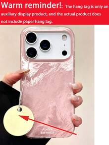 Wave Ripples Luxury Gradient Pink Color Laser Glacial Pattern Phone Case Compatible With IPhone 17 Pro Max 17 Pro 17 Air 16 15 14 13 12 Pro Max 16 Plus 11 Stylish Blingbling Back Bumper Cover - Pink - View 4