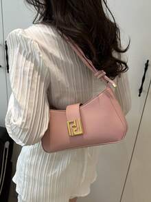 Nuevo bolso de hombro de lujo minimalista de unicolor de alta gama multifuncional para mujer - Rosa - Ver 8