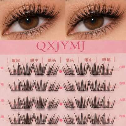 Lina New Realistic Lash Clusters, Faux Mink Lashes, Thick & Long Eyelashes, CC Curled, Suitable For Daily, Work, Party And Other Occasions, Versatile