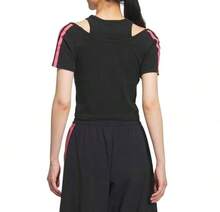 Adidas Áo thun nữ tay ngắn dáng ôm, họa tiết ba sọc, cổ kép, thuộc dòng Dancing Series. - màu đen - Xem 3