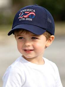 1PC Adjustable Kids Trucker Hat (1-7 Years) - America 250th Anniversary Patriotic Printed Cap, Mesh Back, Ideal For Independence Day & Outdoor Activities - 1PC - View 2
