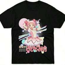 Women's Short Sleeve Crew Neck T-Shirt - Fashion Print Fun Pattern, Valentine Outfits For Women, Women's Madoka Magica Anime Costume Shirt - All-Casual Short-Sleeve Top With Madoka, Kyubey & Magical Characters For, Themed Events & Casual Attire Comfortable Casual Attire, Spring Summer Fall Blouse - Easy Style For Layering Or Solo Outfits, Vintage Street Style Unisex Loose Cotton Short Sleeve Crew Neck T-Shirt, T-Shirts For Men, Streetwear, Summer, Men Women T-Shirt Print Tee - Đen 1 - Xem 7