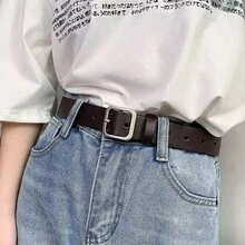1 chiếc thắt lưng trang trí bằng da PU tối giản dành cho nữ, phù hợp với quần jeans. - Cà phê - Xem 7