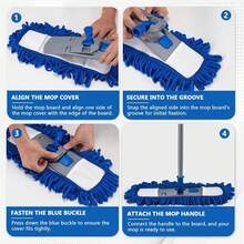 Neeklinny Dust Mop For Hardwood Floors,58" Long Handle Wet &Amp; Dry Mop,180° Rotating Microfiber Washable Mop For Tile,Laminate,Vinyl Floors,Pet Hair Cleaning - White - 查看 5