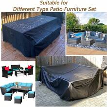 1-Pack 210D/420D Outdoor Furniture Cover Waterproof Rainproof Snowproof Dustproof Windproof UV Resistant Oxford Cloth Garden Lawn Patio Furniture Cover Black, With Storage Bag For Easy Organization And Storage - Black - View 4