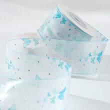 1roll 10yard Butterfly Transparent Snow Gauze Belt Hair Additions Bow Fresh Flower Material Gift Box Packaging Butterfly Printed Ribbon - Multicolor - View 4