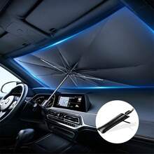 Autoscheiben Sonnenblende, Sommer Sonnenschutz Zubehör, blockiert Sonnenlicht vom Eindringen in das Fahrzeug, essentiell für Kühlung im Auto, hocheffektiver UV-Schutz und Wärmeisolierung, keine Installation erforderlich, Einknopf automatisches Öffnen und Schließen, stabile und dauerhafte Rippen, geeignet für alle Fahrzeugmodelle. - A - Übersicht 4
