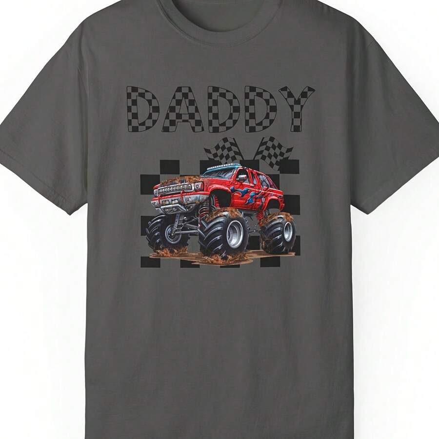 Monster Truck Dad Shirt, Dad Monster Truck Shirt, Truck Jam Family Birthday Party Shirt, Boy Birthda - Black - View 1
