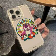 迪士尼玩具总动员抱抱熊花卉草莓透明手机壳，适用于iPhone 17/17 Pro/17 Pro Max/17 Air/16/15/14/13/12/11/X系列，iPhone 17 Pro Max手机壳，iPhone 17 Pro手机壳，iPhone 17手机壳，送给女朋友的理想礼物，动漫迷的完美之选 - Transparent - 查看 5