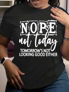 1 Piece Of Women's Casual Short-Sleeved Crew Neck T-Shirt With Creative Prints Of Motivational Phrases, Letters, And Hearts. 180g 100% Cotton, Designs Are Fully Printed. Unisex. - 黑色 - 查看 1