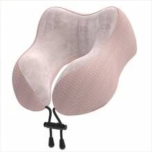 Memory Cotton Travel Pillow, Portable Travel Neck Pillow, Ergonomic Memory Cotton U-Shaped Pillow With Adjustable Drawstring, Office Lunch Break Neck Pillow, Lightweight Portable Memory Cotton Neck Pillow, Travel Neck Pillow, Adult Neck Pillow, Universal Travel/Business/Camping/Office/Outdoor. - 粉色 - 查看 6