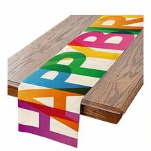 1 pieza Camino de mesa con tema de cumpleaños, 2 opciones de diseño: Impresión de letras "Feliz Cumpleaños" superpuestas en colores o Impresión de velas de cumpleaños lindas, hecho de 100% poliéster, disponible en varios tamaños, lavable a máquina, resistente al calor, resistente a las manchas, impermeable, fácil de limpiar - Multicolor - Ver 15