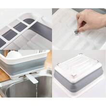 Foldable Dish Drying Rack, Collapsible Cutlery Drainer Organizer For Kitchen Countertop, Camping, Travel - Space Saving Essential - Light Grey - View 2